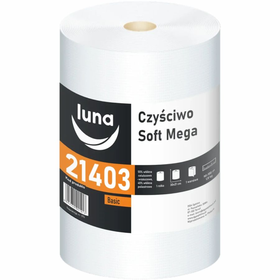 Czyściwo Luna Soft Mega 1-warstwowe 70g białe 1 rolka Czyściwo Luna Soft Mega 1-warstwowe 70g białe 1 rolka