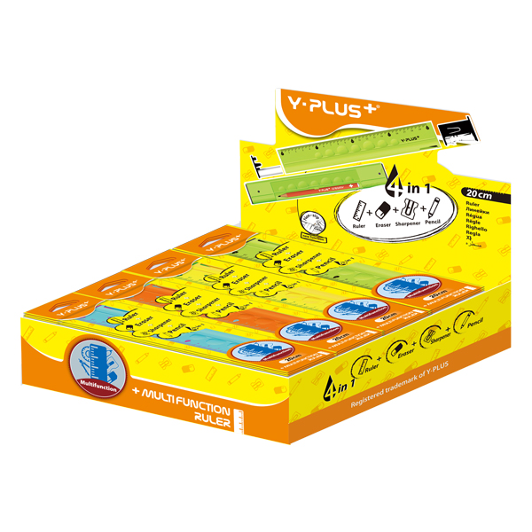 Linikja wielofunkcyjna 20 cm (linijka, ołówek, temperówka) | eazbiuro.pl | Kup wyjątkowo!