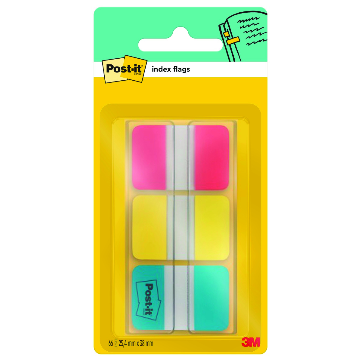 Zakładki indeksujące Post-it do archiwizacji (686-ryb) 38x25mm 3x22 kartek mix kolorów
