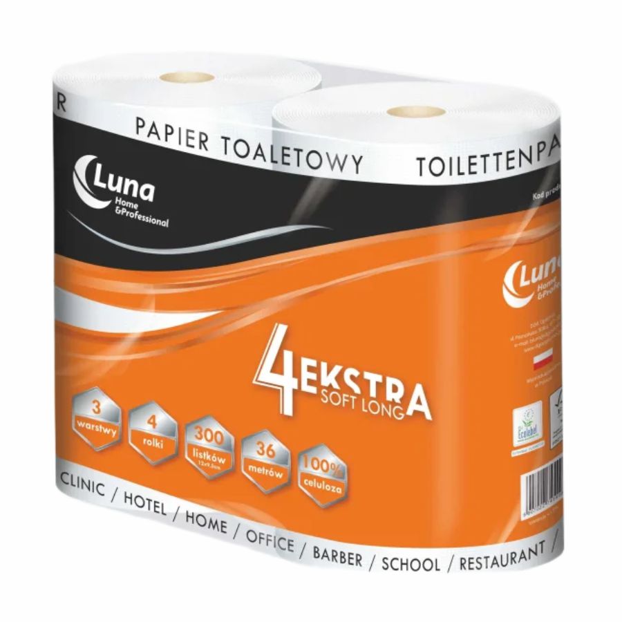 Papier toaletowy 4 rolki 4Ekstra Soft Long 300 listków=36m celuloza 3 warstwy