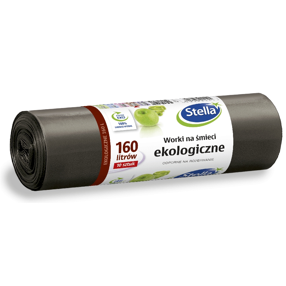 Worki na śmieci Stella, ekologiczne, 160 l, zestaw 10 sztuk., czarny | eazbiuro.pl | Zamów bezpiecznie!