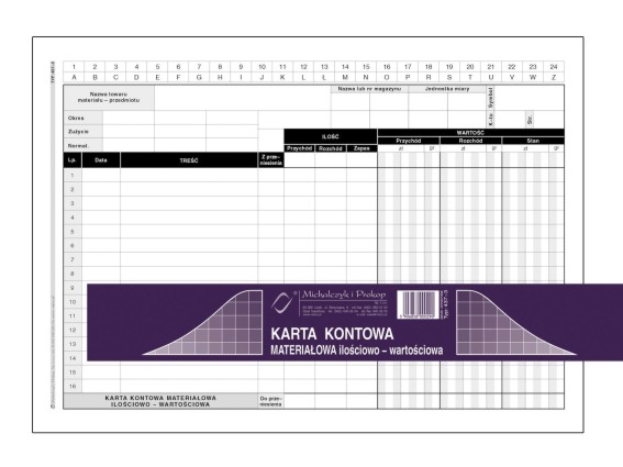 Druk karta kontowa materiałowa ilościowo-wartościowa A5 M&P | eazbiuro.pl | Wybierz mądrze!