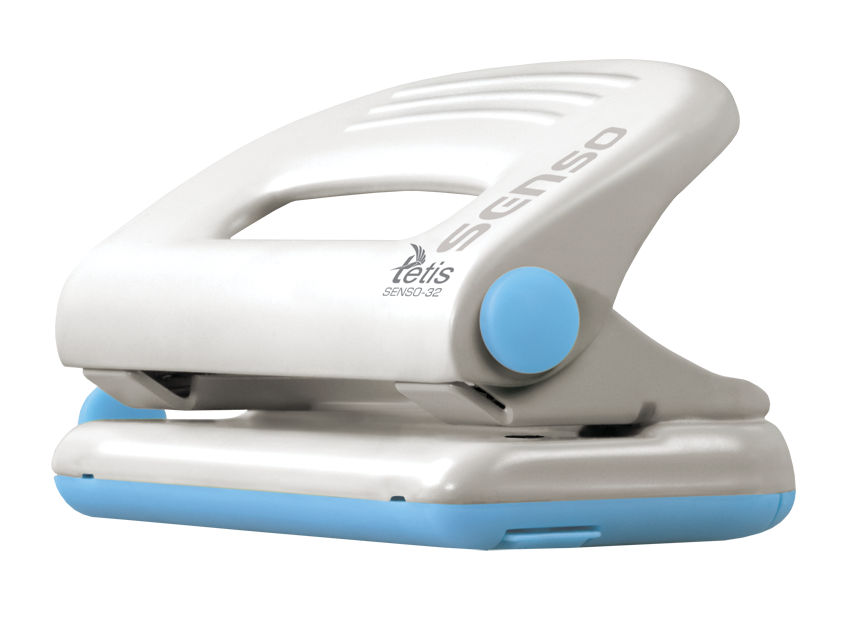 Dziurkacz senso metalowy 32 biało-niebieski | eazbiuro.pl | Kup teraz!