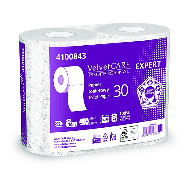 Papier toaletowy Velvet Care Professional Expert 3-warstwowy 4 rolki