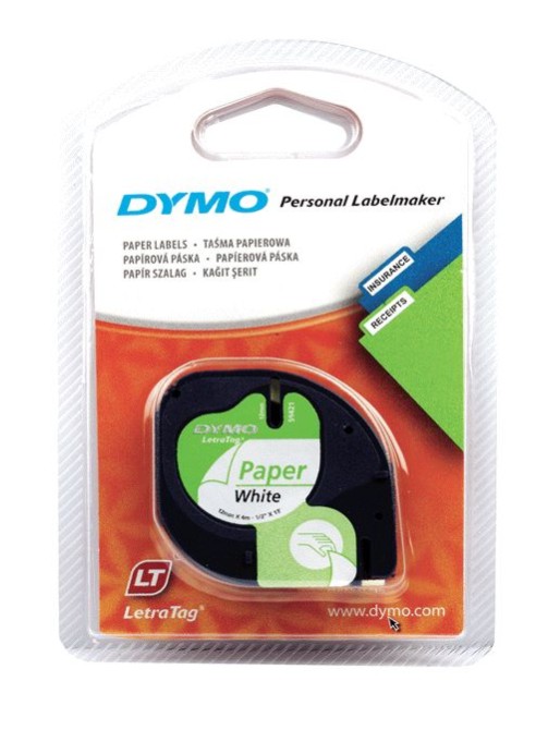 Taśma Dymo letratag 59421 12mm biała s0721500 papierowa Taśma Dymo letratag 59421 12mm biała s0721500 papierowa