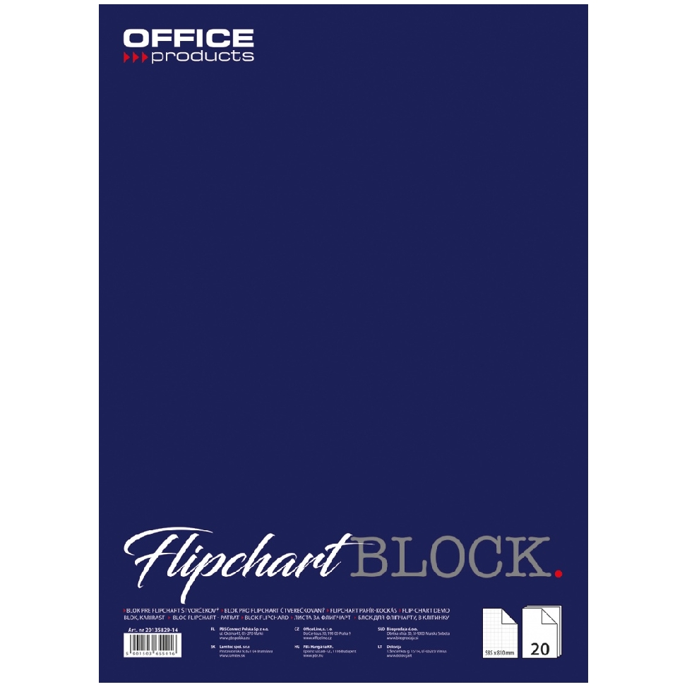 Blok do flipchartów Office Products, kratka, 58,5 x 81 cm, 20 kartek, biały | eazbiuro.pl | Zamów teraz!