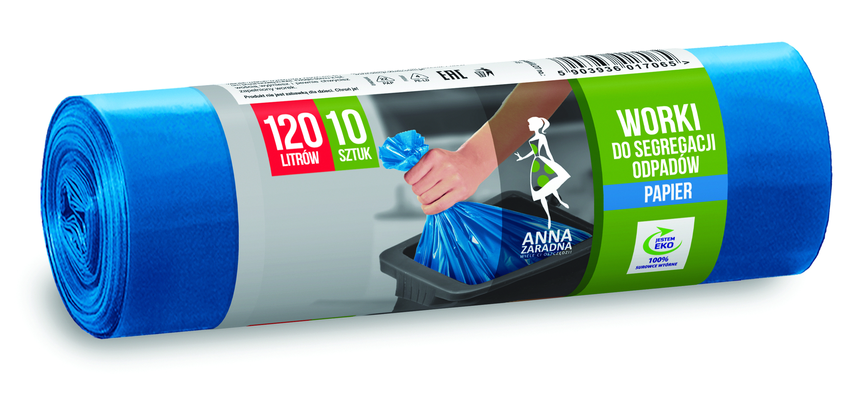 Worki do segregacji odpadów Anna Zaradna, papier, 120 l, 10szt., niebieskie, niebieski Worki do segregacji odpadów Anna Zaradna, papier, 120 l, 10szt., niebieskie, niebieski