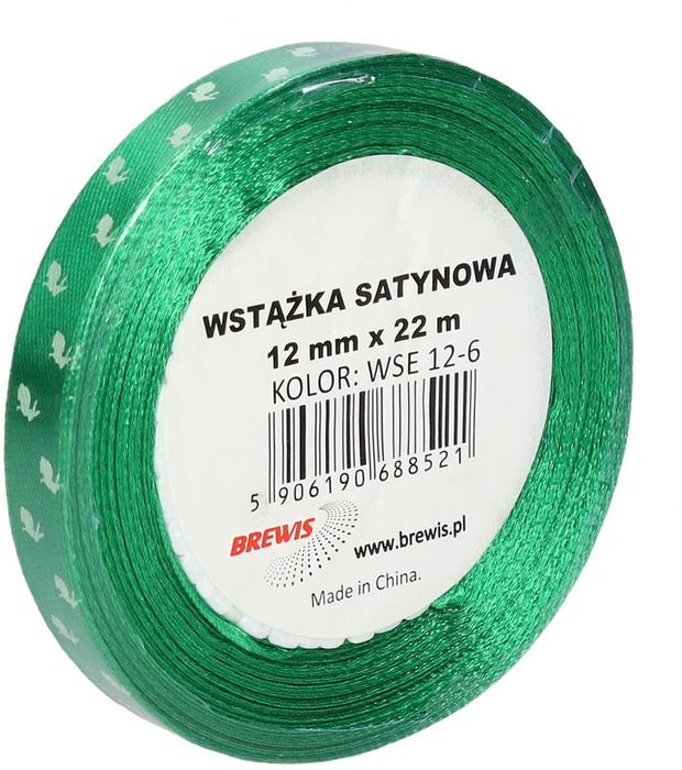 Wstążka satynowa 12 mm x 22 m zielona w króliczki | eazbiuro.pl | Kup skutecznie!