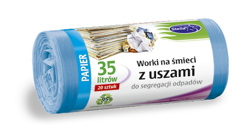 Worki z uszami Stella, do segregacji odpadów papierowych, 35 l, zestaw 20 sztuk., | eazbiuro.pl | Zamów bezpiecznie!