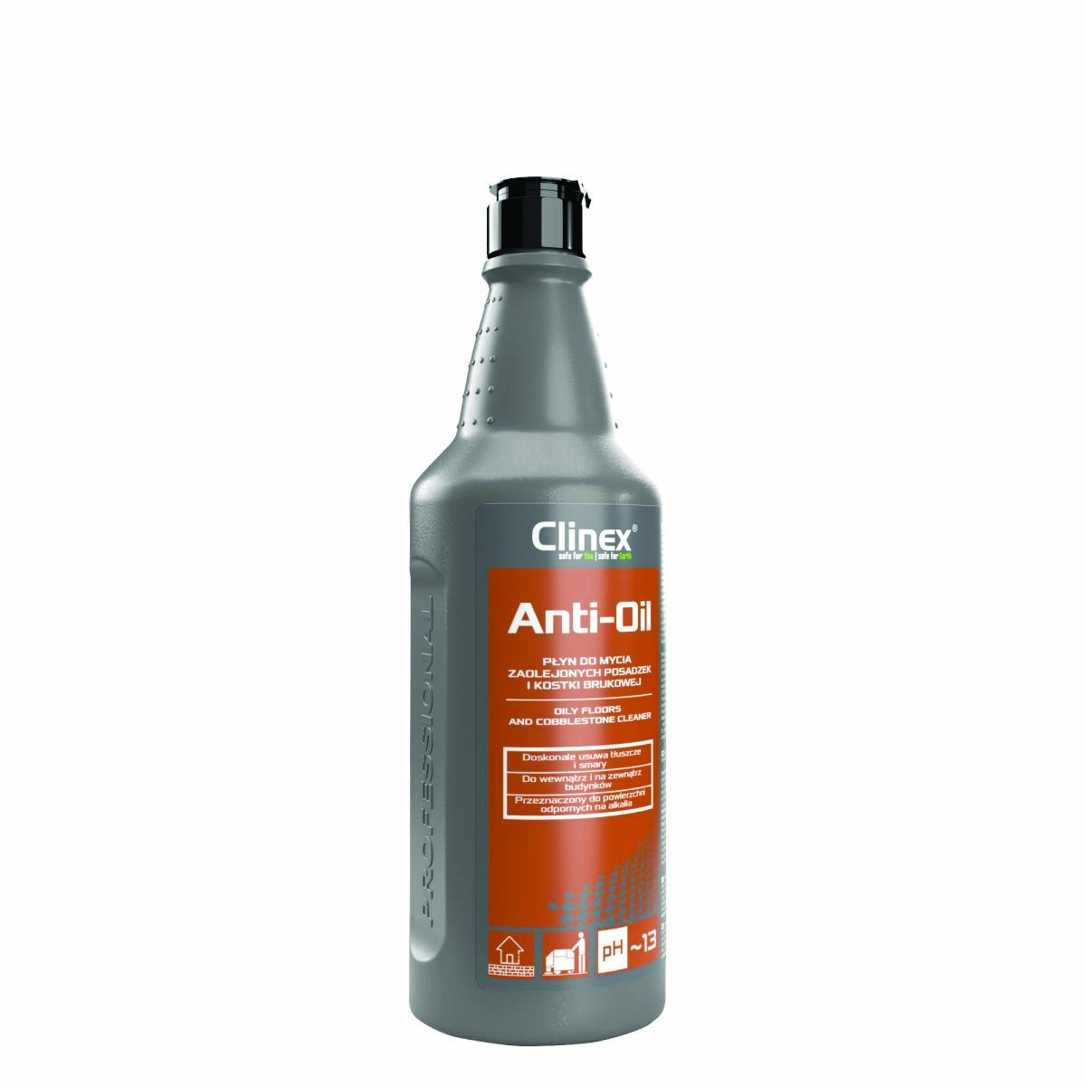 Płyn CLINEX Anti-Oil, do mycia zaolejonych posadzek i kostki brukowej, 1l Płyn CLINEX Anti-Oil, do mycia zaolejonych posadzek i kostki brukowej, 1l
