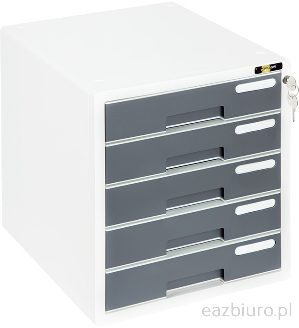 Szafka na dokumenty Yellow one yl-sp05 Plastikowa - 5 szuflad + zamek, szary | eazbiuro.pl | Wybierz najlepsze!