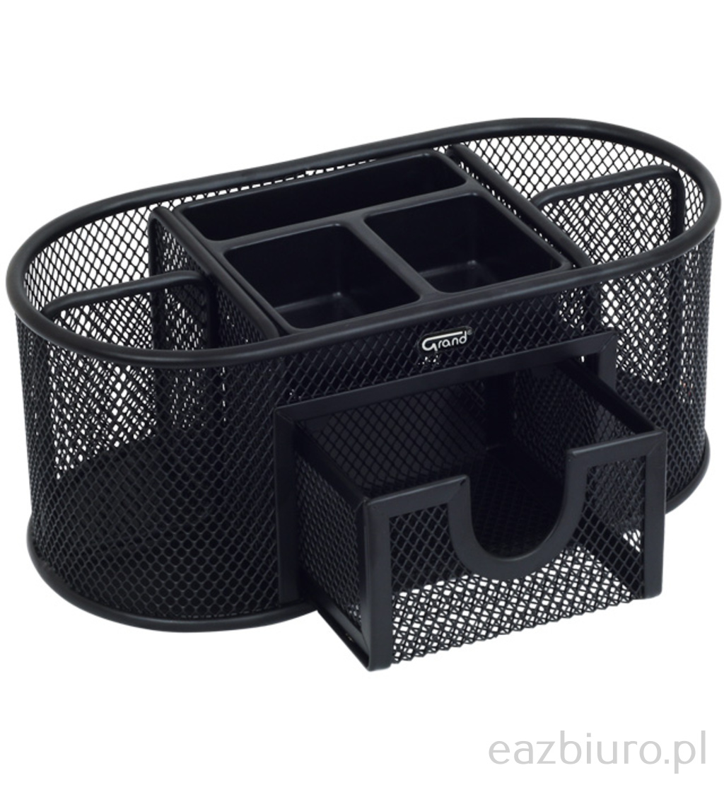 Przybornik na biurko Grand gr-1776 siatka metalowa czarny-matowy | eazbiuro.pl | Zamów błyskawicznie!