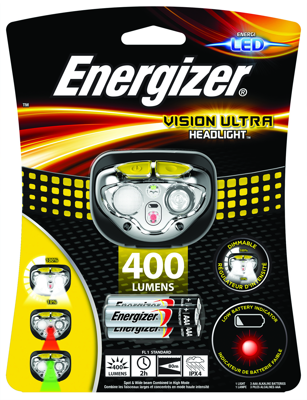 Latarka czołowa Energizer vision ultra heaDLight + 3szt. baterii aaa, żółta