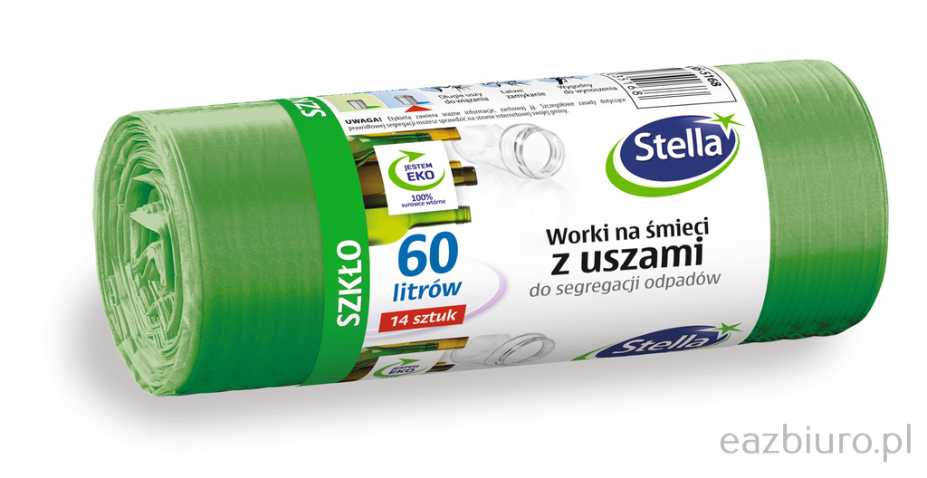 Worki z uszami Stella, do segregacji szkła, 60 l, zestaw 14 sztuk., zielone, zielony | eazbiuro.pl | Zamów bez zwłoki!