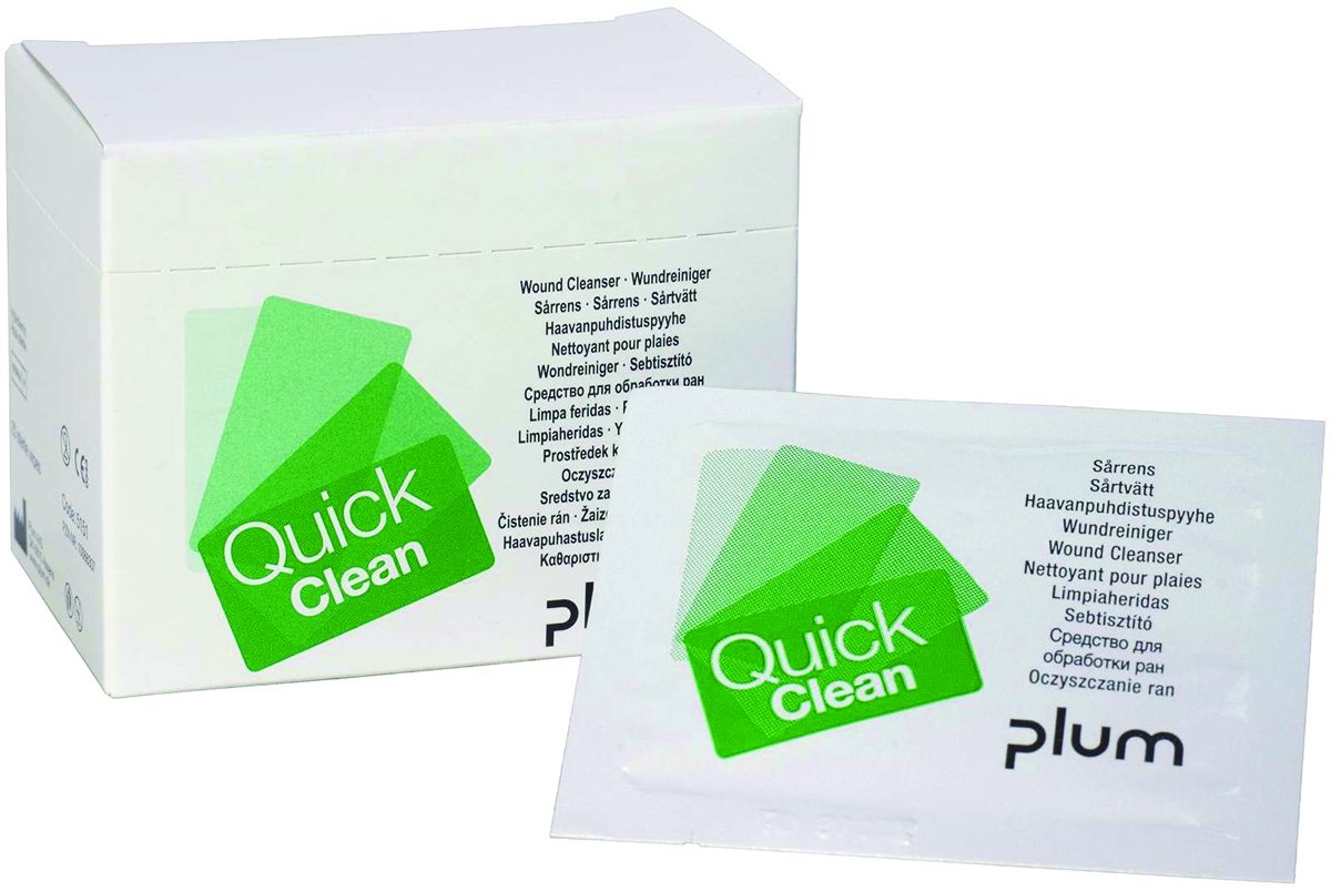 Chusteczki do oczyszczania ran PLUM QuickClean, 20 szt. Chusteczki do oczyszczania ran PLUM QuickClean, 20 szt.