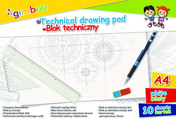 Blok techniczny Gimboo A4 10 kartek 150g biały