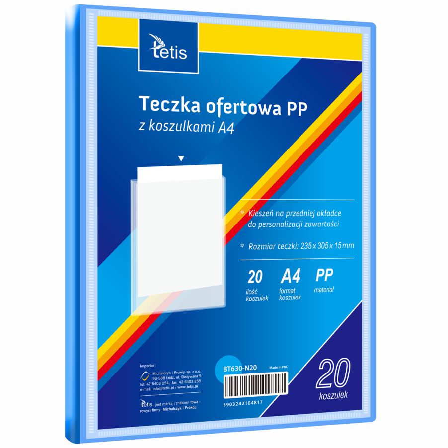 Teczka ofertowa A4 Tetis 15mm niebieska