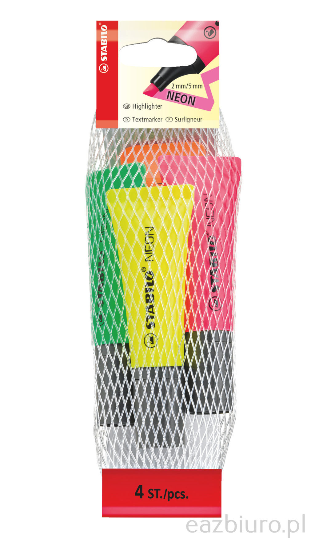 Zakreślacze Stabilo neon miks 4 sztuki | eazbiuro.pl | Zyskaj więcej!