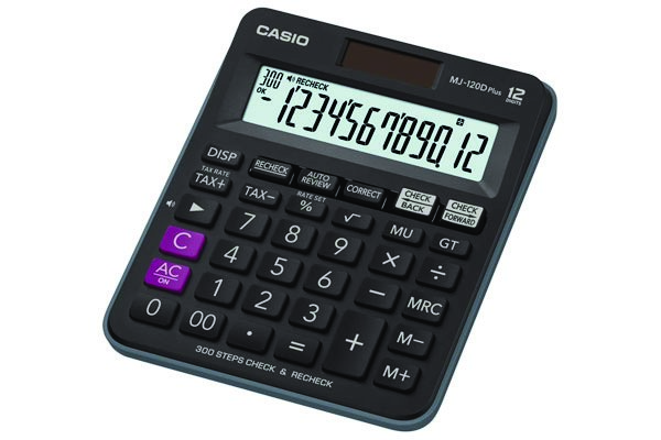 Kalkulator biurowy Casio mj-120d plus, 12-cyfrowy, 126,5x148mm, czarny