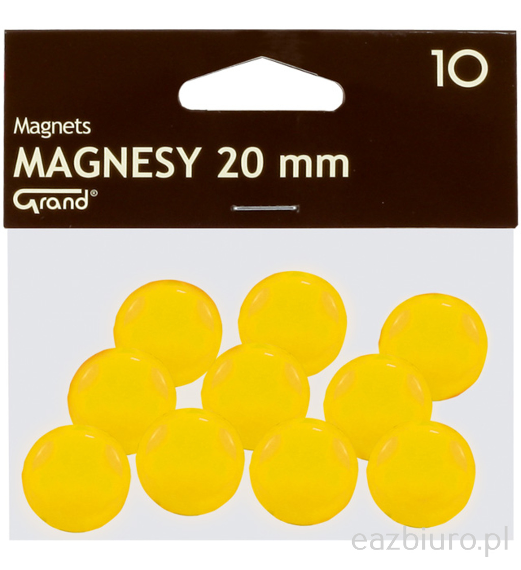 Magnes 20 mm Grand żółty10 sztuk | eazbiuro.pl | Dodaj do koszyka!