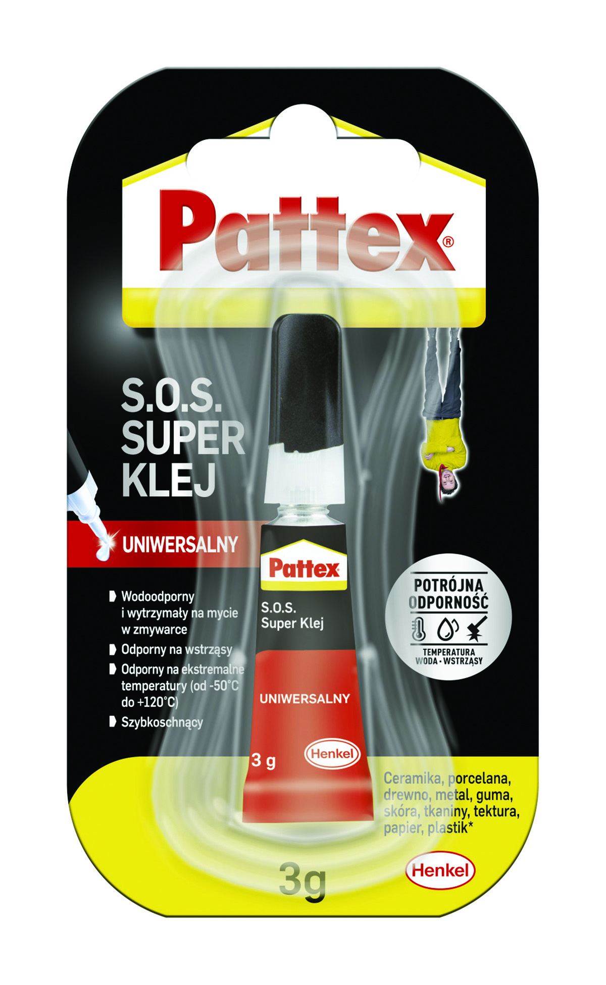 Klej uniwersalny super Pattex s.o.s., 3g Klej uniwersalny super Pattex s.o.s., 3g
