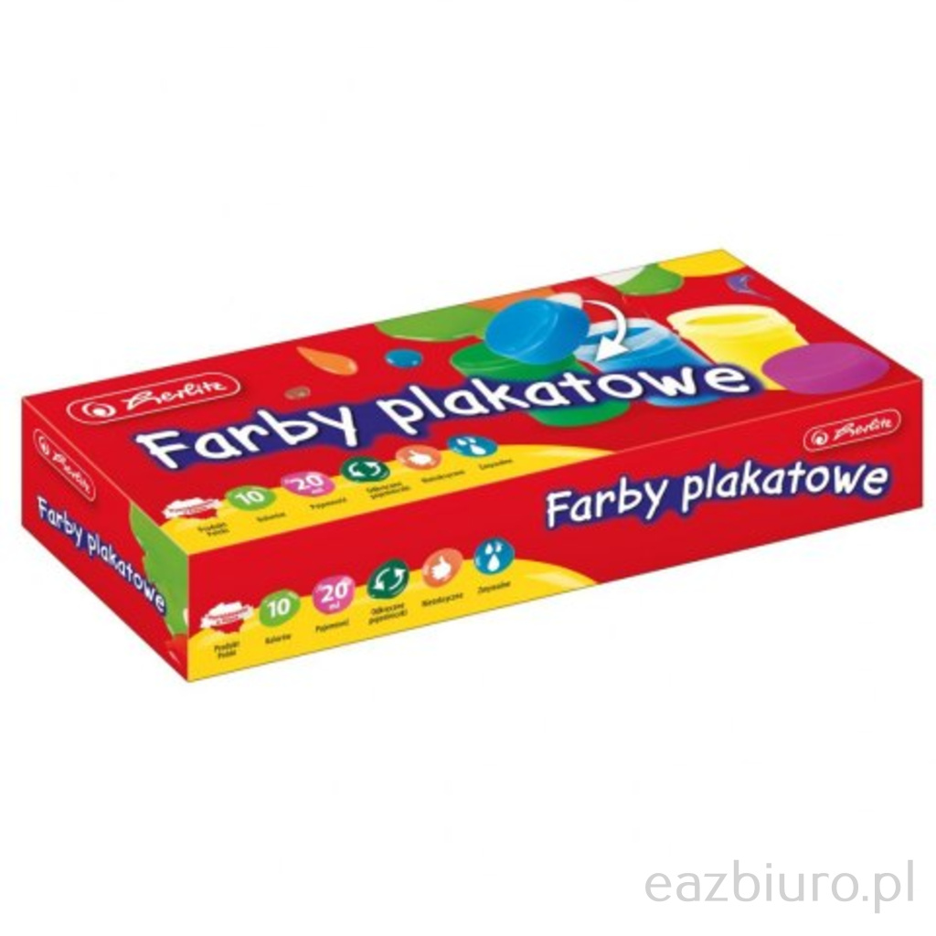 Farbki plakatowe 10 kolorów Herlitz | eazbiuro.pl | Zamów natychmiast!