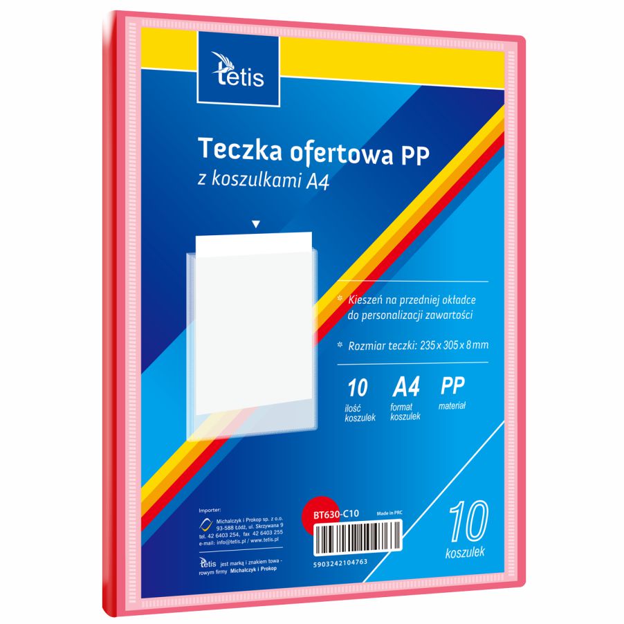 Teczka ofertowa A4 Tetis 8mm czerwona