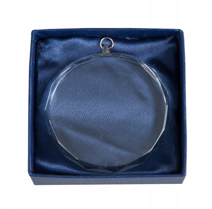 Medal szklany średnica 6 cm w etui z grawerem