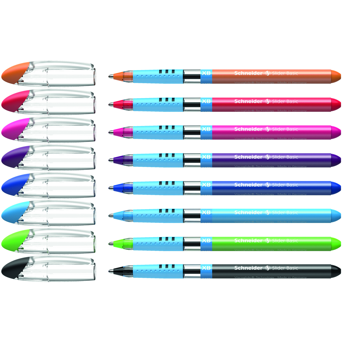 Długopis SCHNEIDER Slider Basic, XB, 6+2, etui z zawieszka, mix kolorów