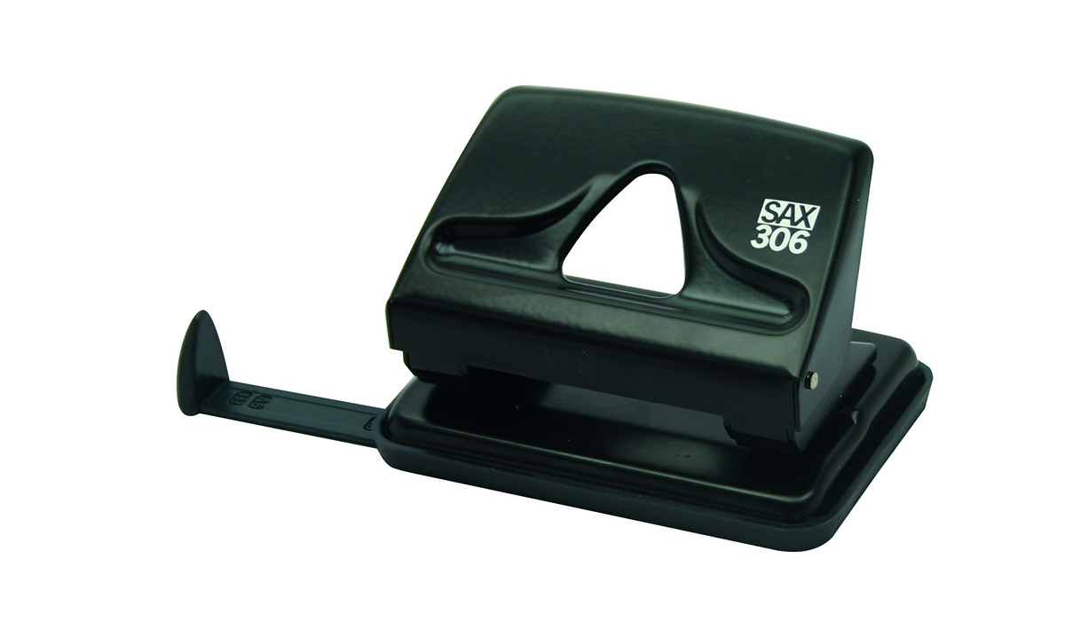 Dziurkacz Sax306, dziurkuje do 20 kartek, czarny | eazbiuro.pl | Zyskaj więcej!