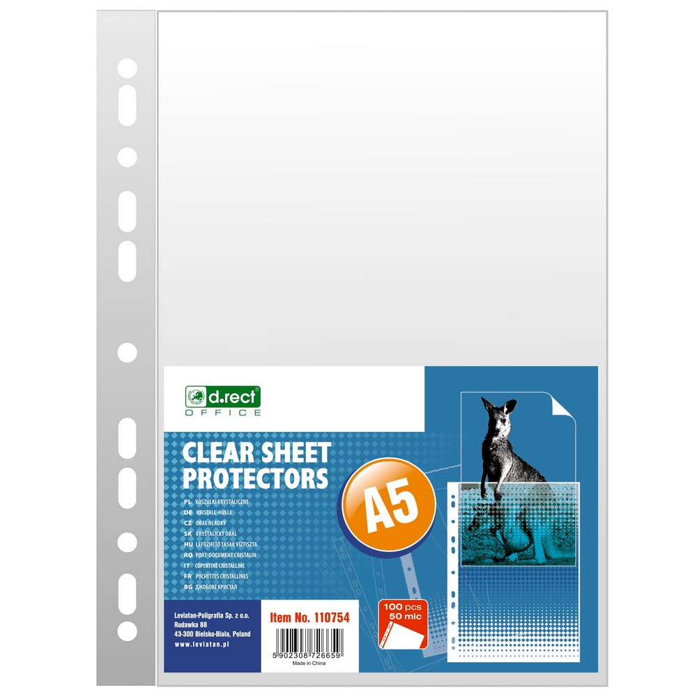 Koszulka A5 krystaliczna D Rect 50 mic zestaw 100 sztuk. | eazbiuro.pl | Zamów szybko!