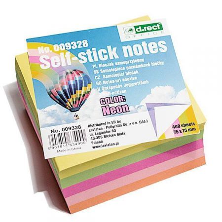 Bloczek samoprzylepny 76x76 mm 400 sztuk kolor neon