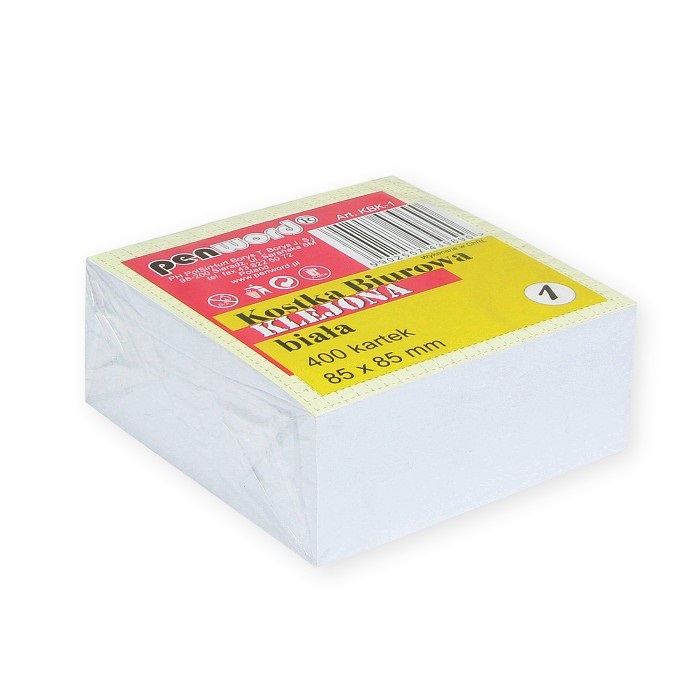 Kostka biurowa biała klejona 85x85x35 400 kartek