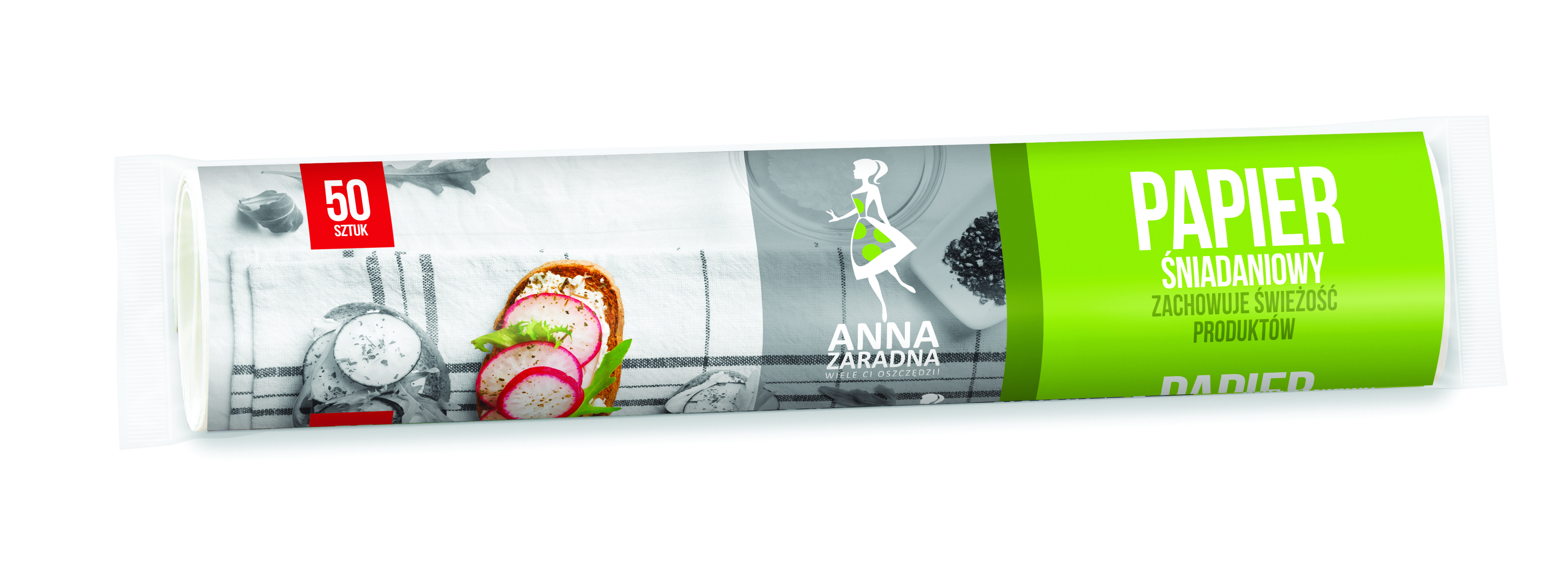 Papier śniadaniowy Anna Zaradna, 50 szt., rolka, biały