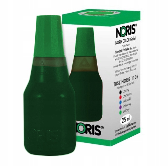 Tusz do pieczątek bezolejowy Noris 110s 25ml zielony Tusz do pieczątek bezolejowy Noris 110s 25ml zielony
