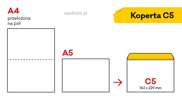 Koperta C5 biała klejona na mokro zestaw 500 sztuk | eazbiuro.pl | Zamów natychmiast!