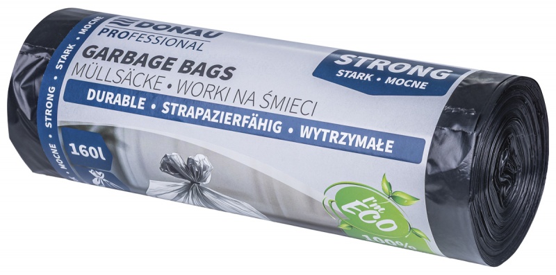 Worki na śmieci DONAU PROFESSIONAL, wytrzymałe, mocne, 160l, 10 szt., czarne Worki na śmieci DONAU PROFESSIONAL, wytrzymałe, mocne, 160l, 10 szt., czarne