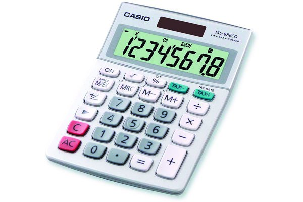 Kalkulator biurowy, Casio ms-88eco, 8-cyfrowy 103x145, biały