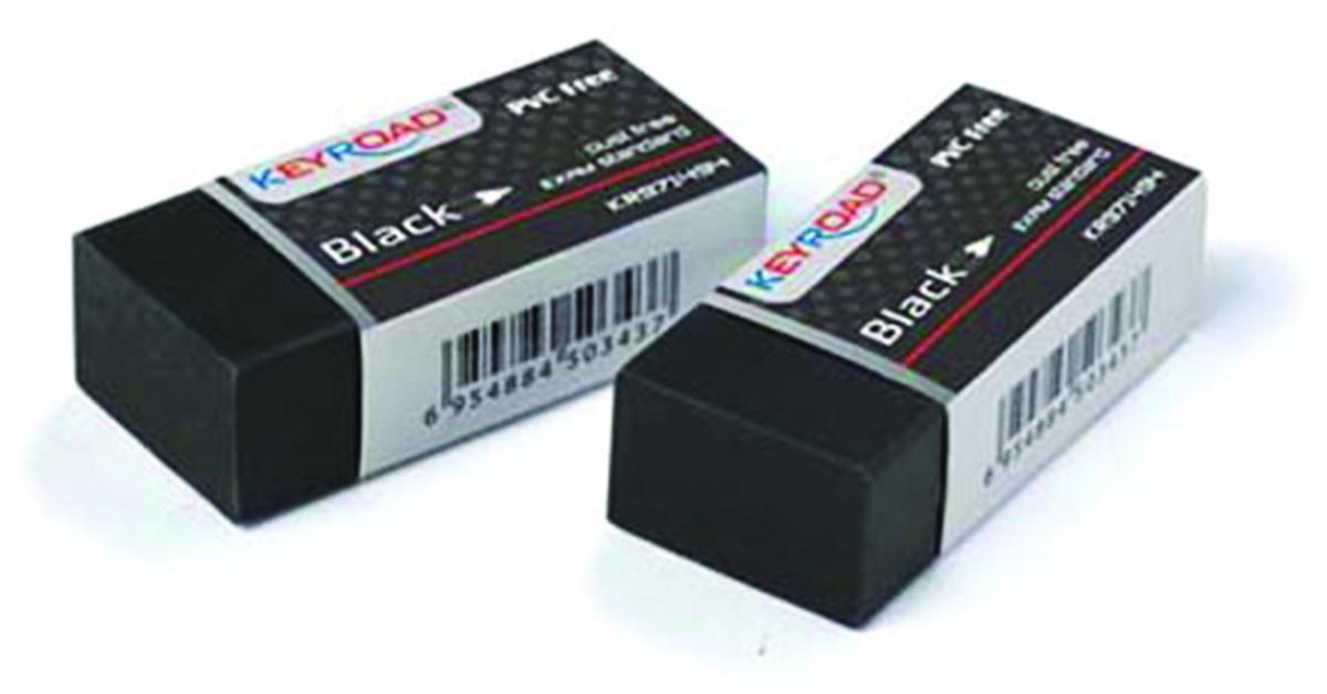 Gumka uniwersalna Keyroad black, 3 sztuki, blister, czarna Gumka uniwersalna Keyroad black, 3 sztuki, blister, czarna