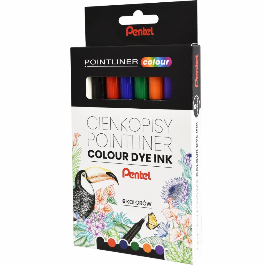 Zestaw cienkopisów Pointliner colour Pentel 6 kolorów Zestaw cienkopisów Pointliner colour Pentel 6 kolorów
