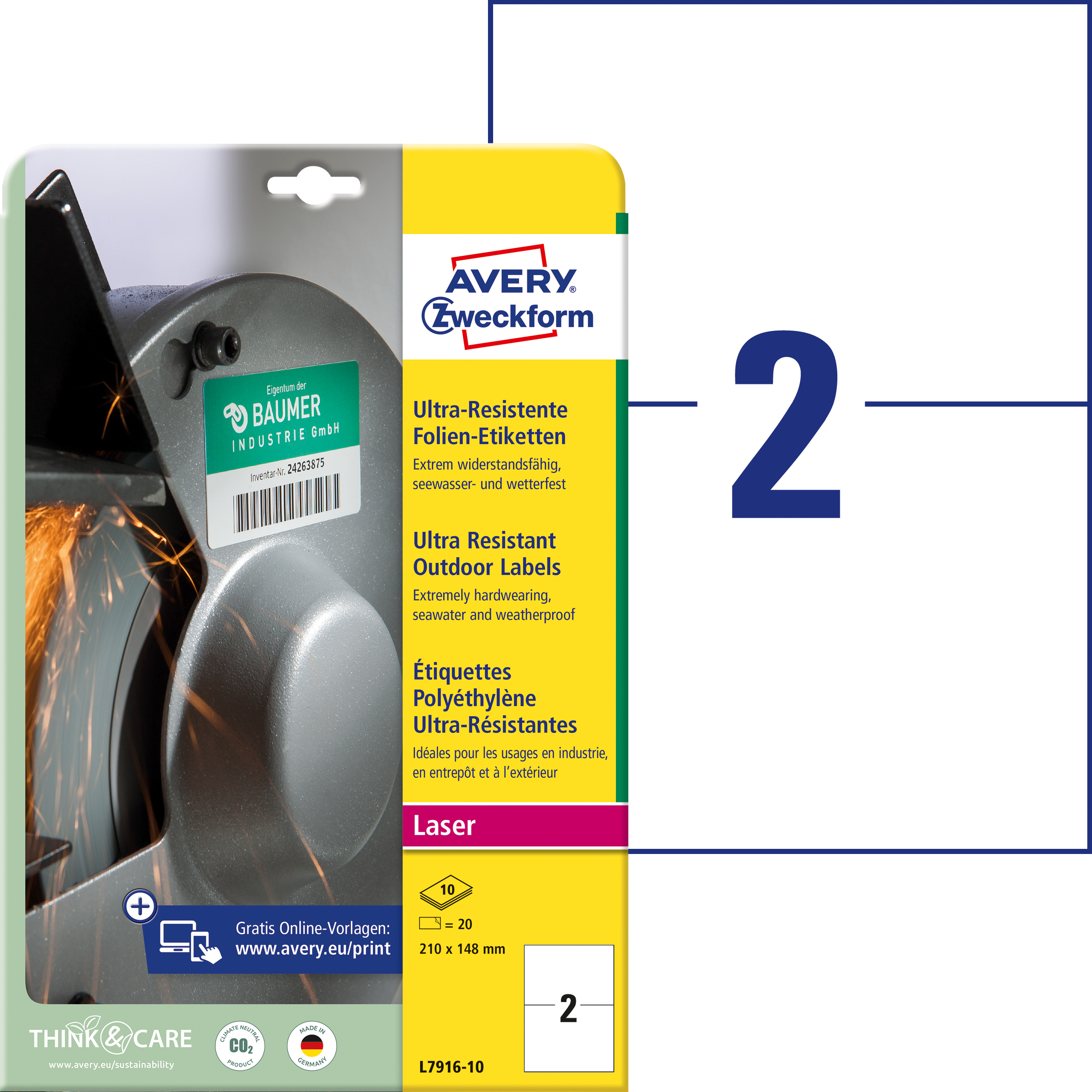 Etykiety Avery Zweckform 210 x 148 mm polietylenowe Etykiety Avery Zweckform 210 x 148 mm polietylenowe