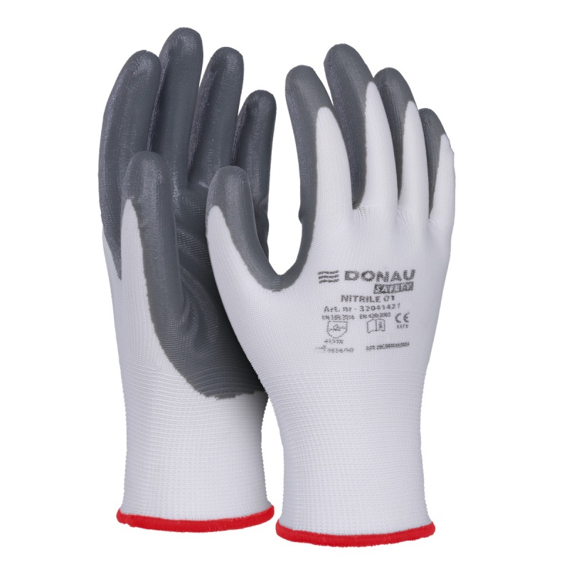 Rękawice Donau Safety powlekane szarym nitrylem rozmiar 6 Rękawice Donau Safety powlekane szarym nitrylem rozmiar 6