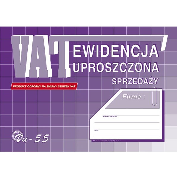 Druk ewidencja vat sprzedaży uproszczona A5 | eazbiuro.pl | Kup sprytnie!