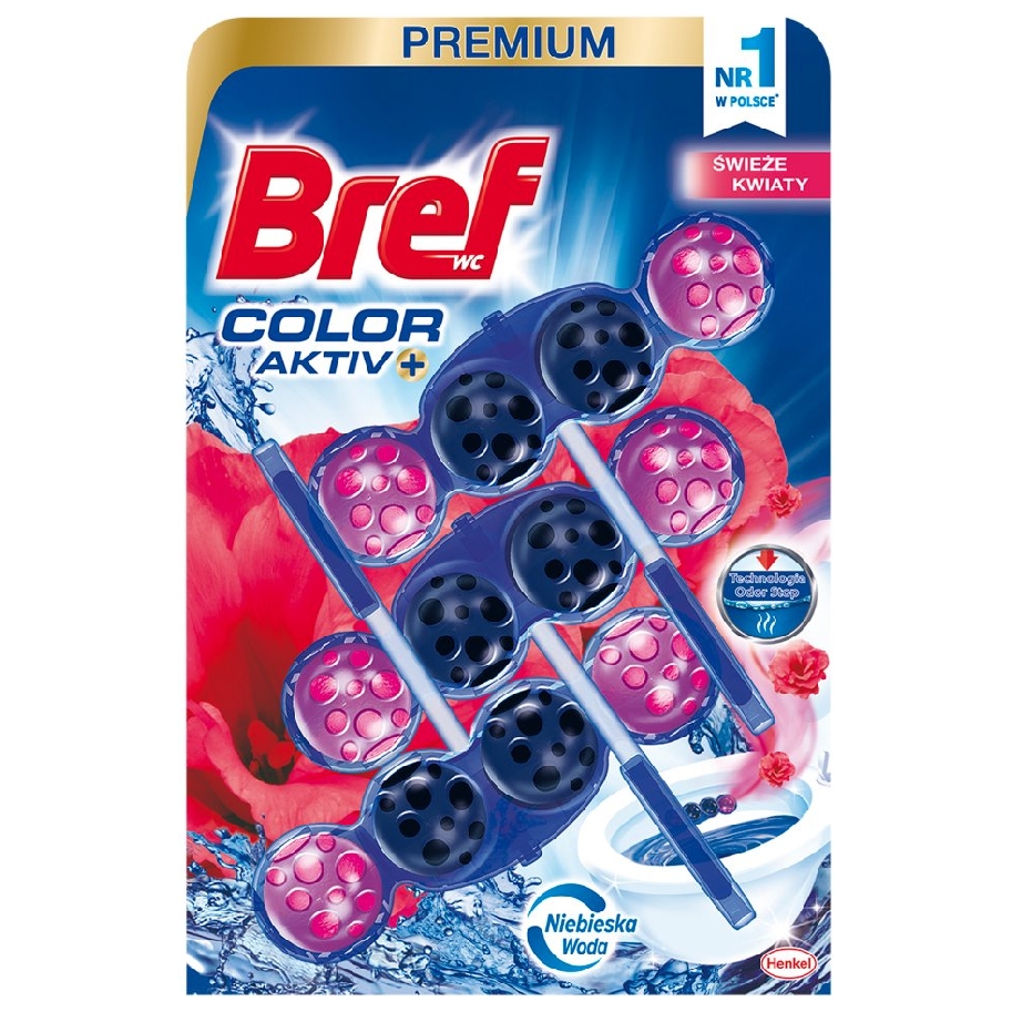 Bref colr aktiv zawieszka do wc 3x50g świeże kwiaty Bref colr aktiv zawieszka do wc 3x50g świeże kwiaty