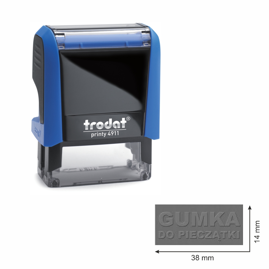 Trodat pieczątka 4911 obudowa niebieska 38 x 14 mm + wkładka tuszująca + gumka | eazbiuro.pl | Dodaj do koszyka!