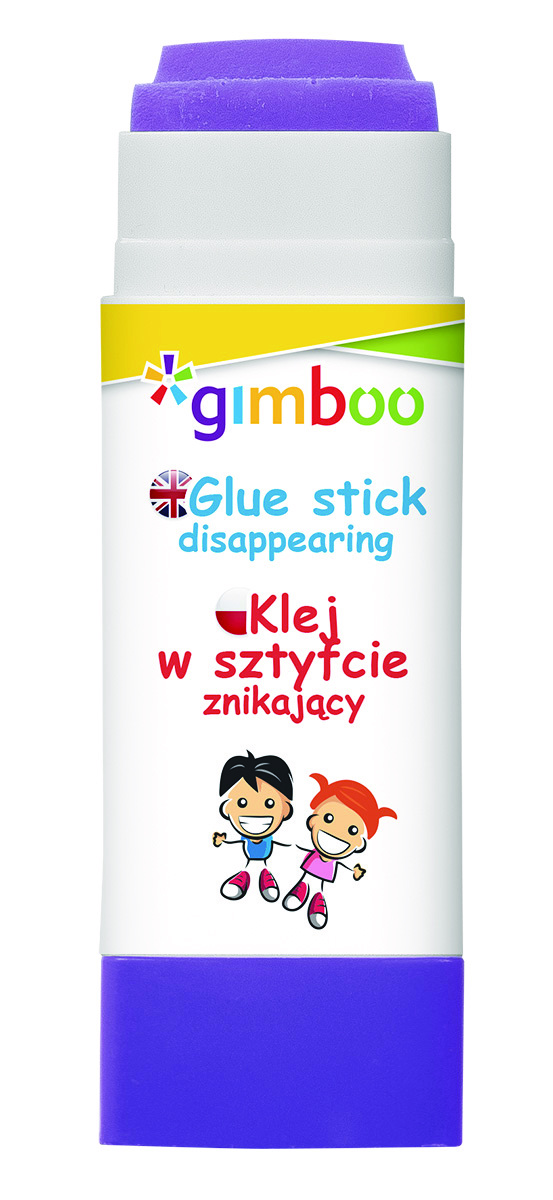 Klej w sztyfcie GIMBOO, PVP, trójkątny, znikający, 15g, 1 szt., pakowany w displayu, fioletowy Klej w sztyfcie GIMBOO, PVP, trójkątny, znikający, 15g, 1 szt., pakowany w displayu, fioletowy
