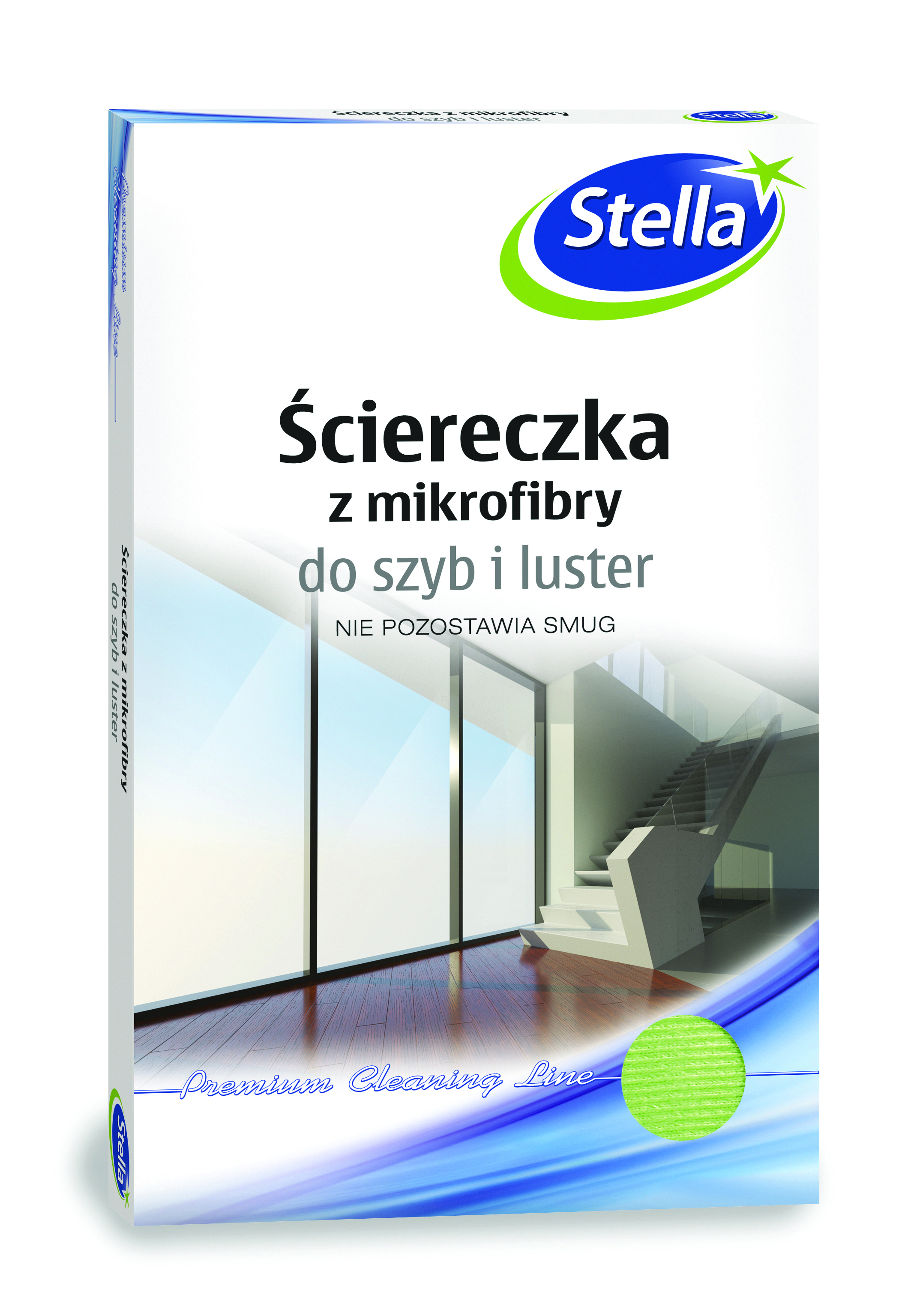 Ściereczka z mikrofibry Stella, do szyb i luster, 1 szt., zielony