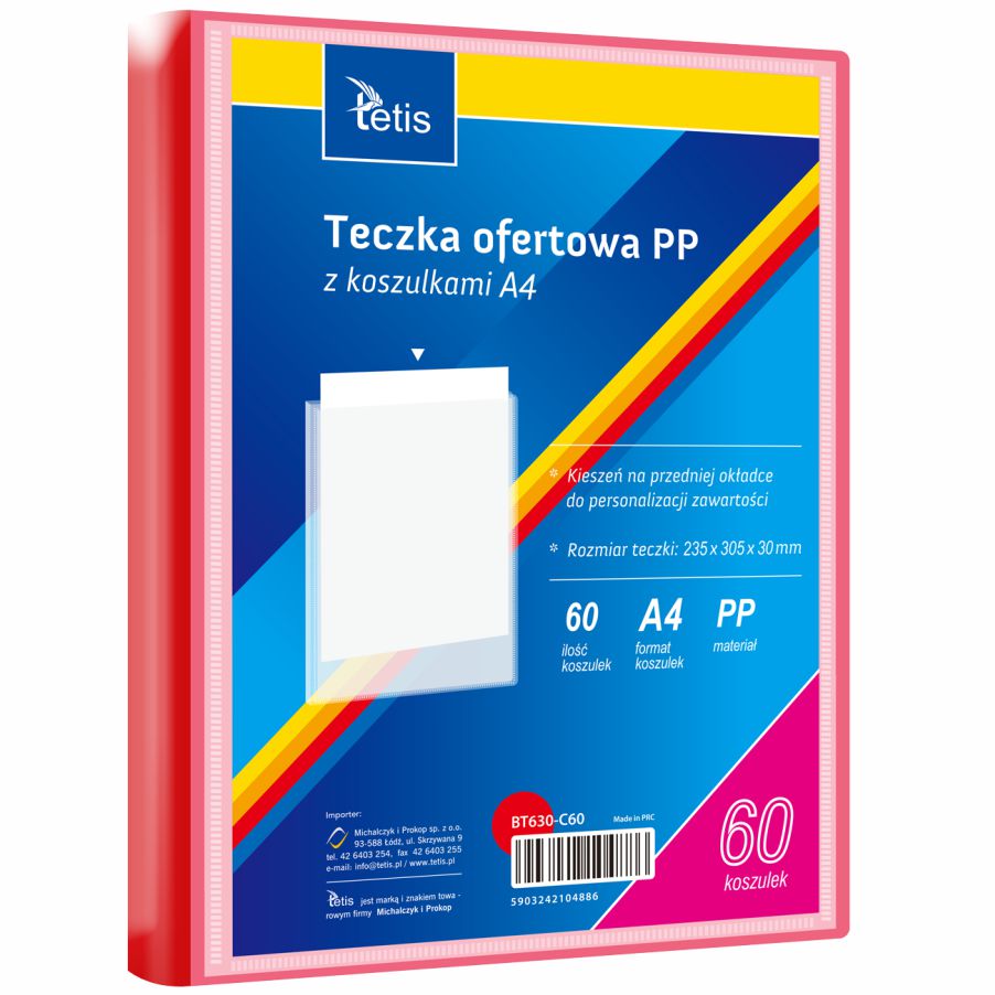 Teczka ofertowa A4 Tetis 30mm czerwona