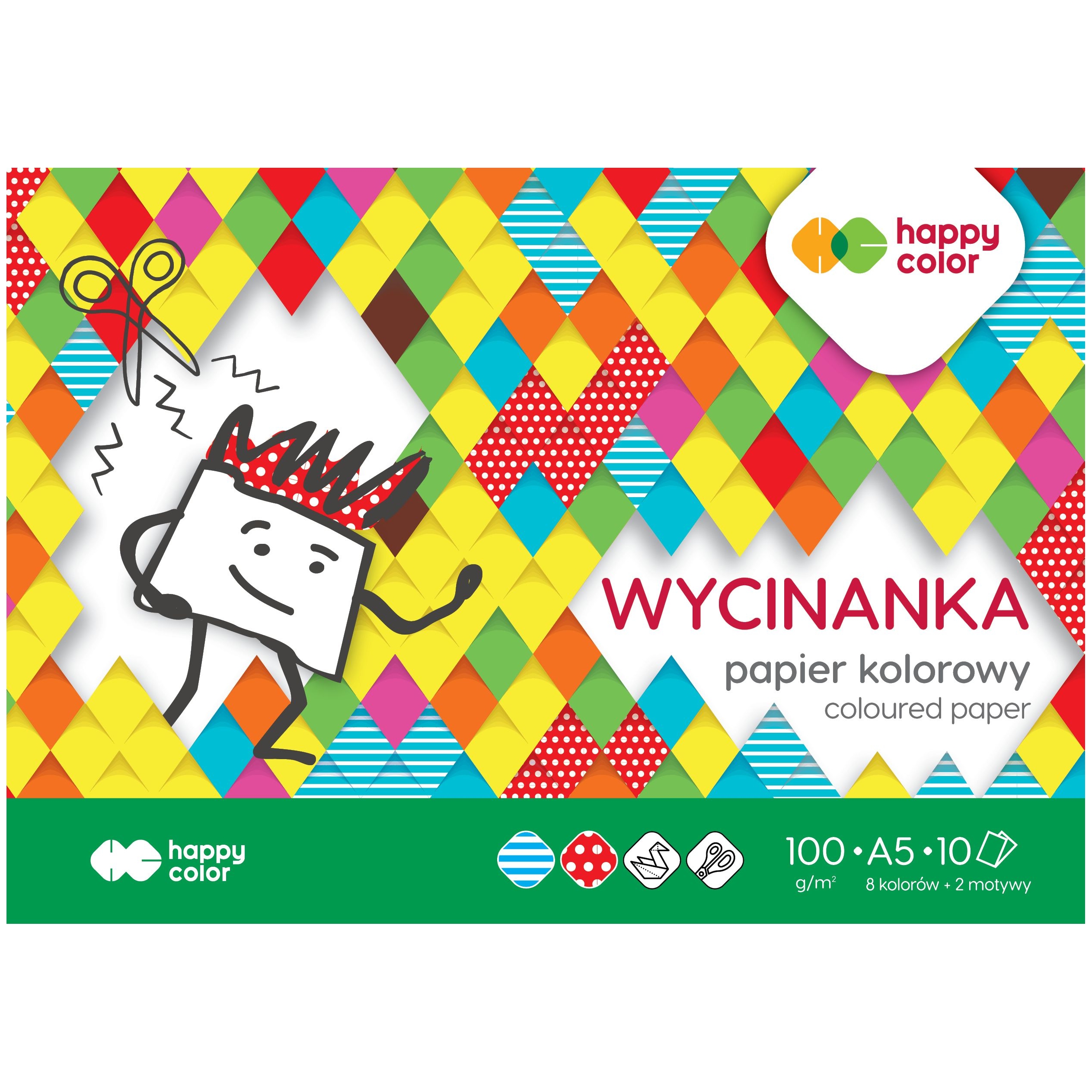 Blok wycinanka A5, 100g/m2, 10 arkuszy, Happy Color
