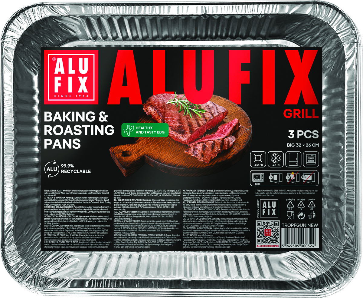 Formy do pieczenia i smażenia ALUFIX Fix-Grill, aluminiowe, duże, 3 szt.